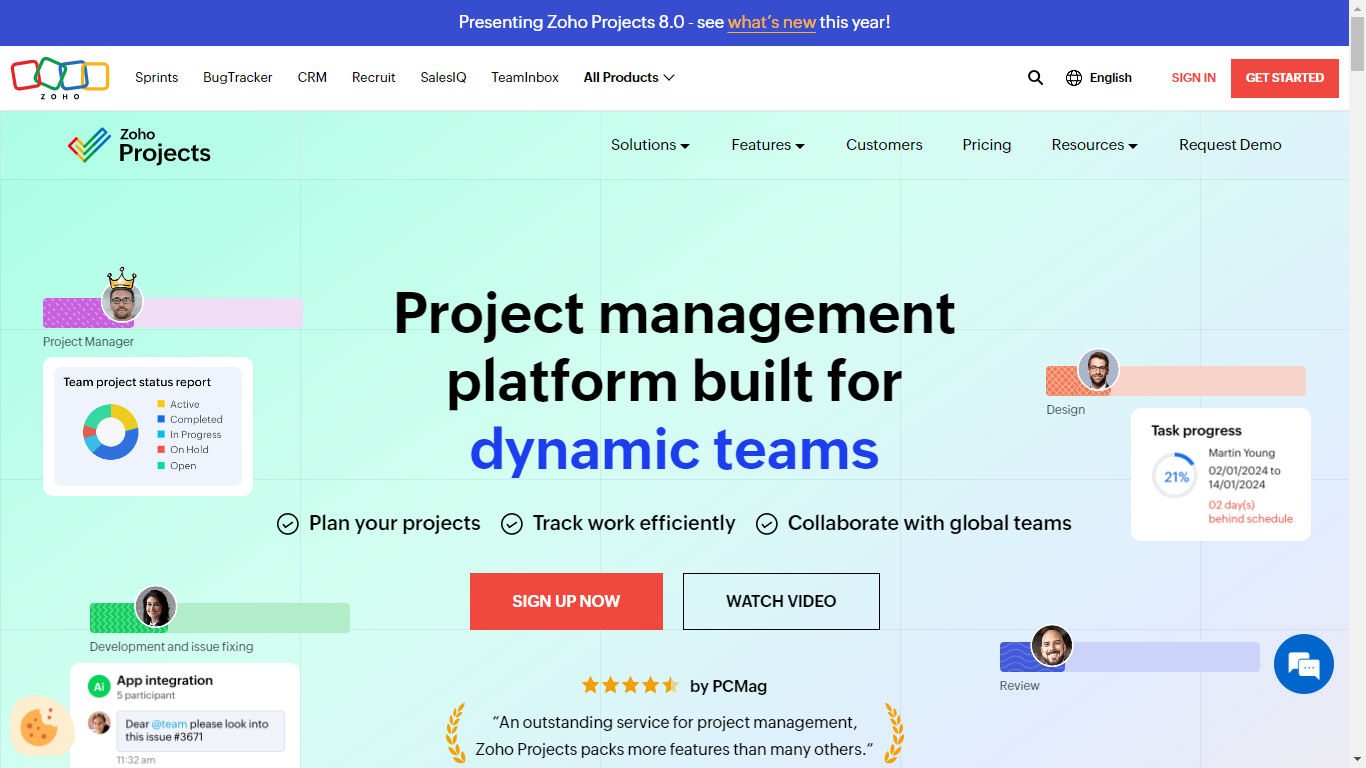 Zoho Projects Home Page