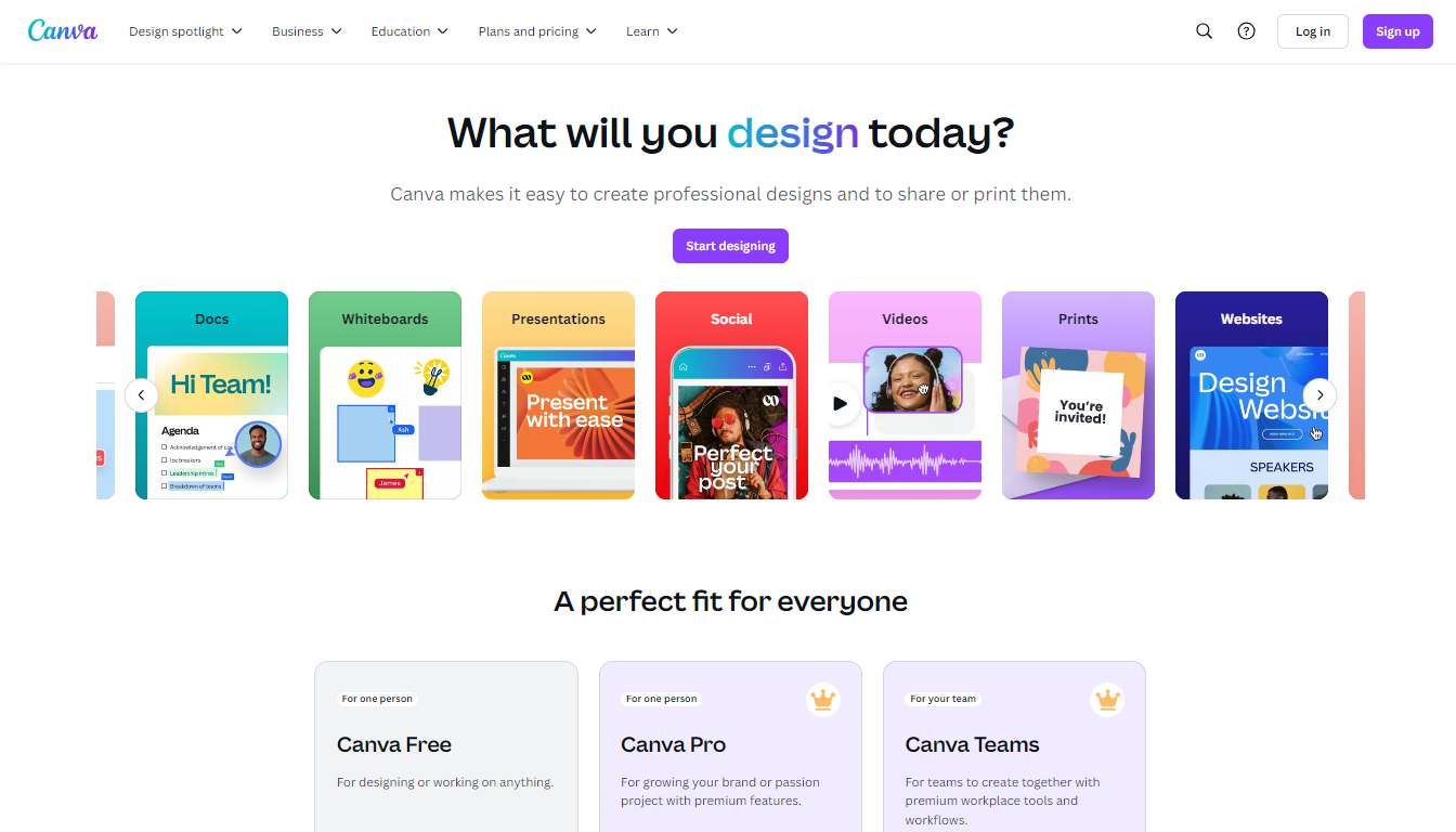 Canva Home Page