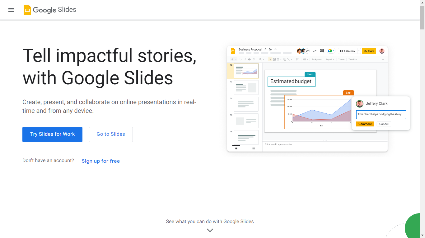 Google Slides Home Page