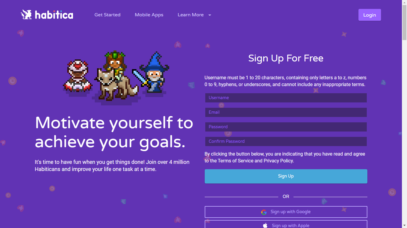 Habitica Home Page