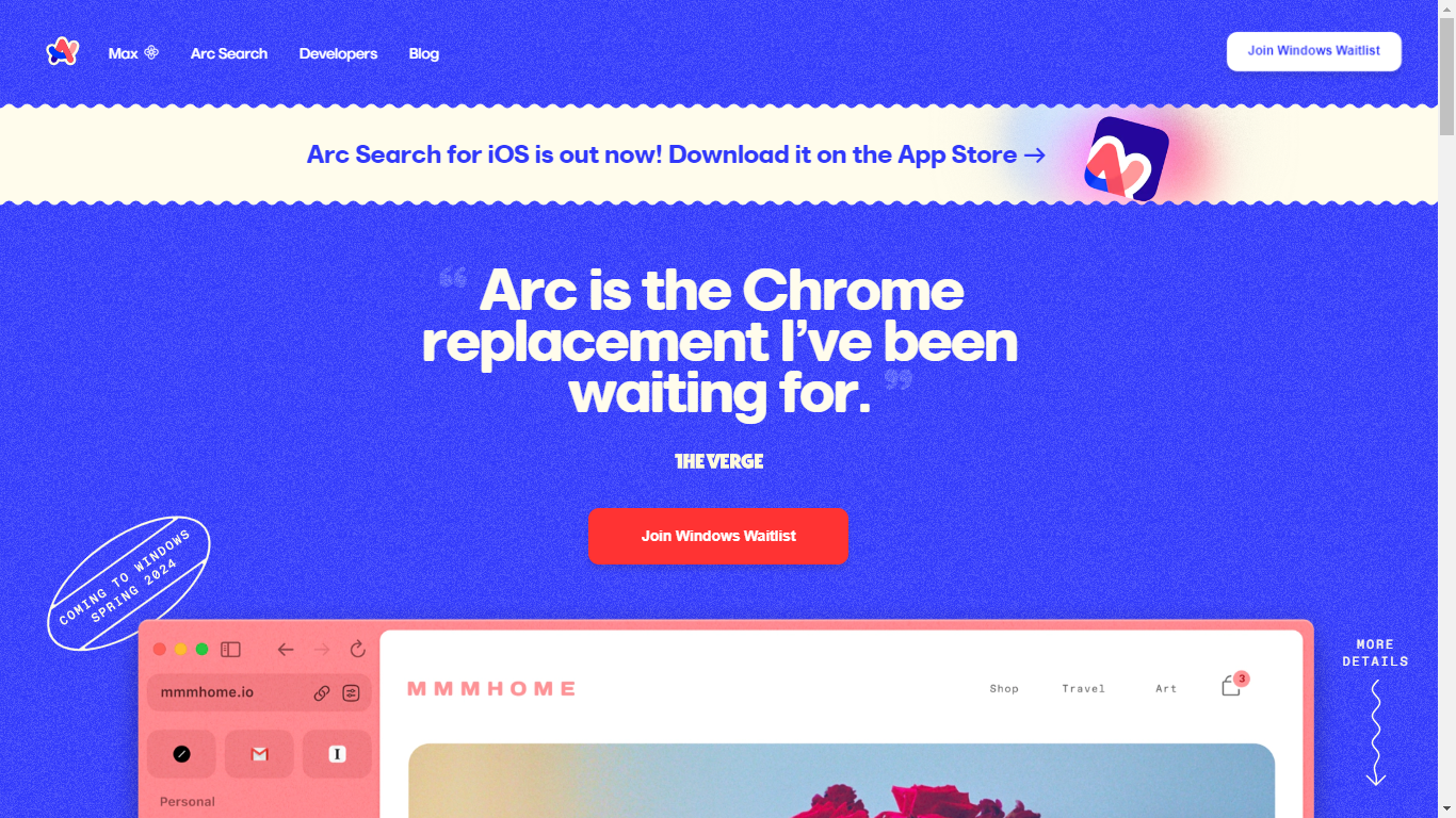 Arc Browser Home Page