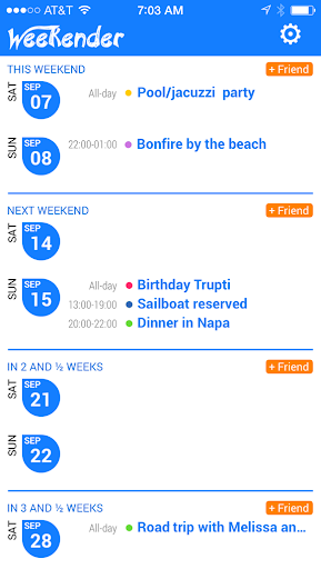 Weekender - Weekend Calendar Home Page