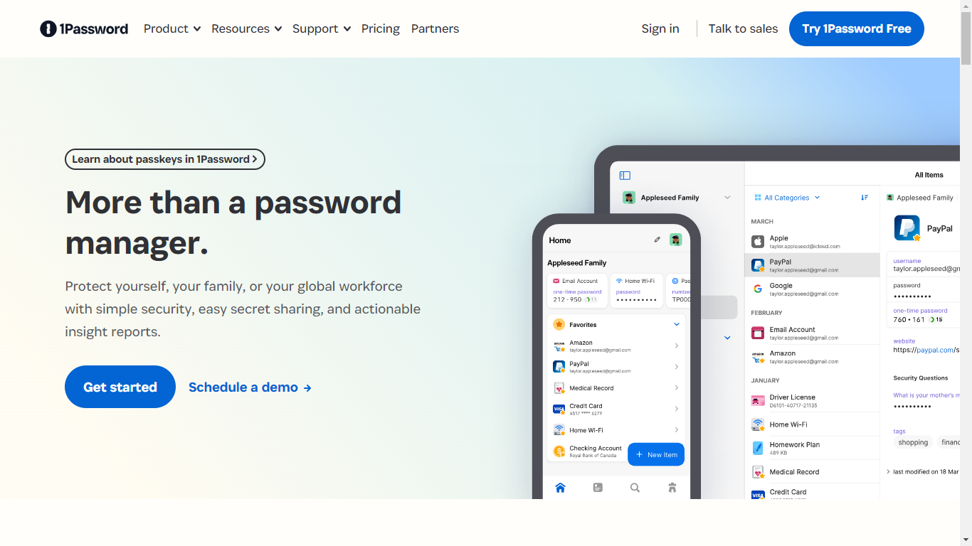 1Password Home Page