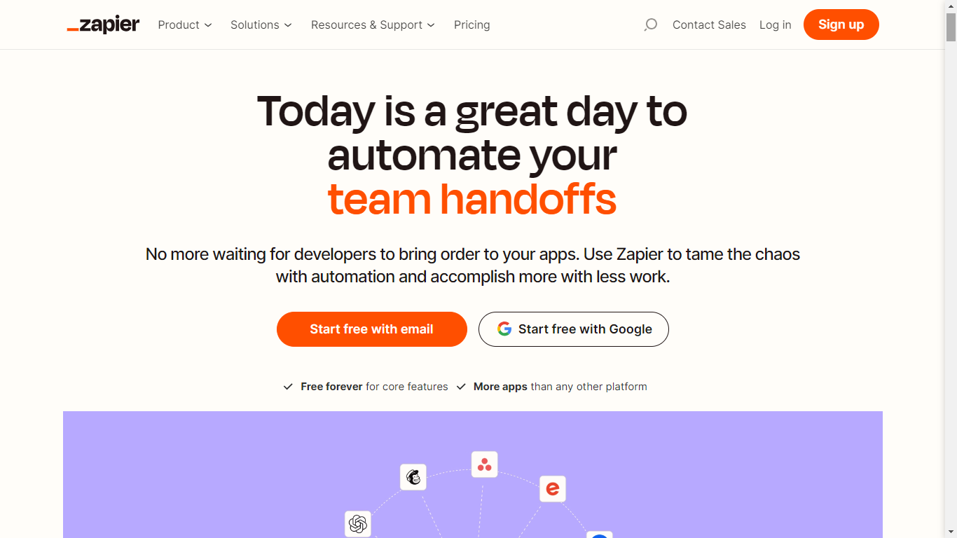 Zapier Home Page