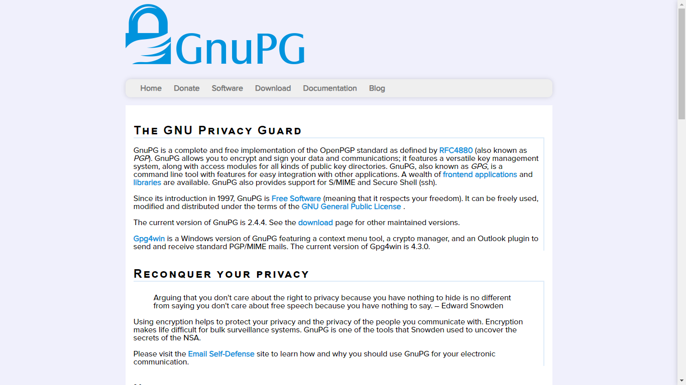 GnuPG (The GNU Privacy Guard) Home Page