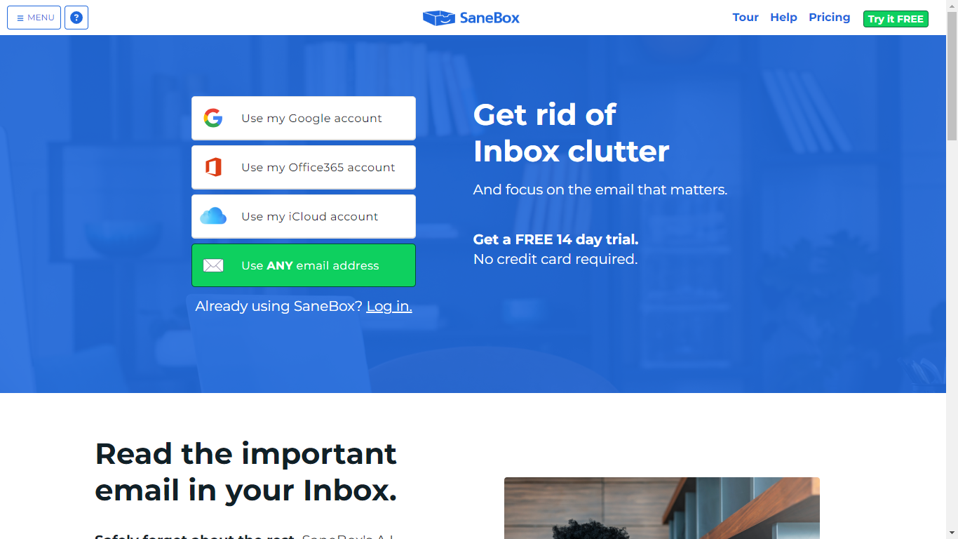 SaneBox Home Page
