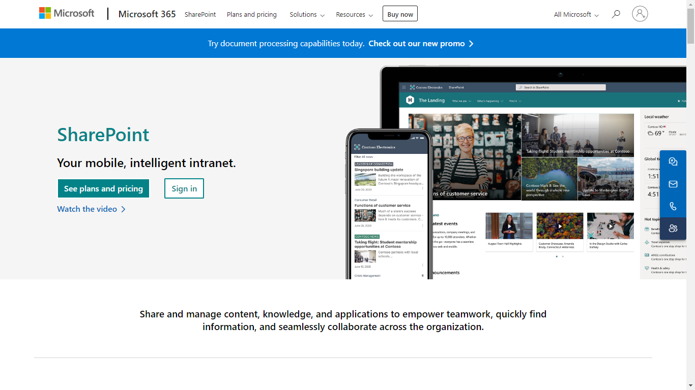 Microsoft SharePoint Home Page