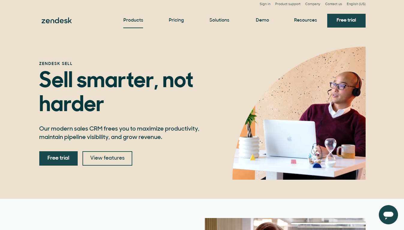 Zendesk Sell Home Page