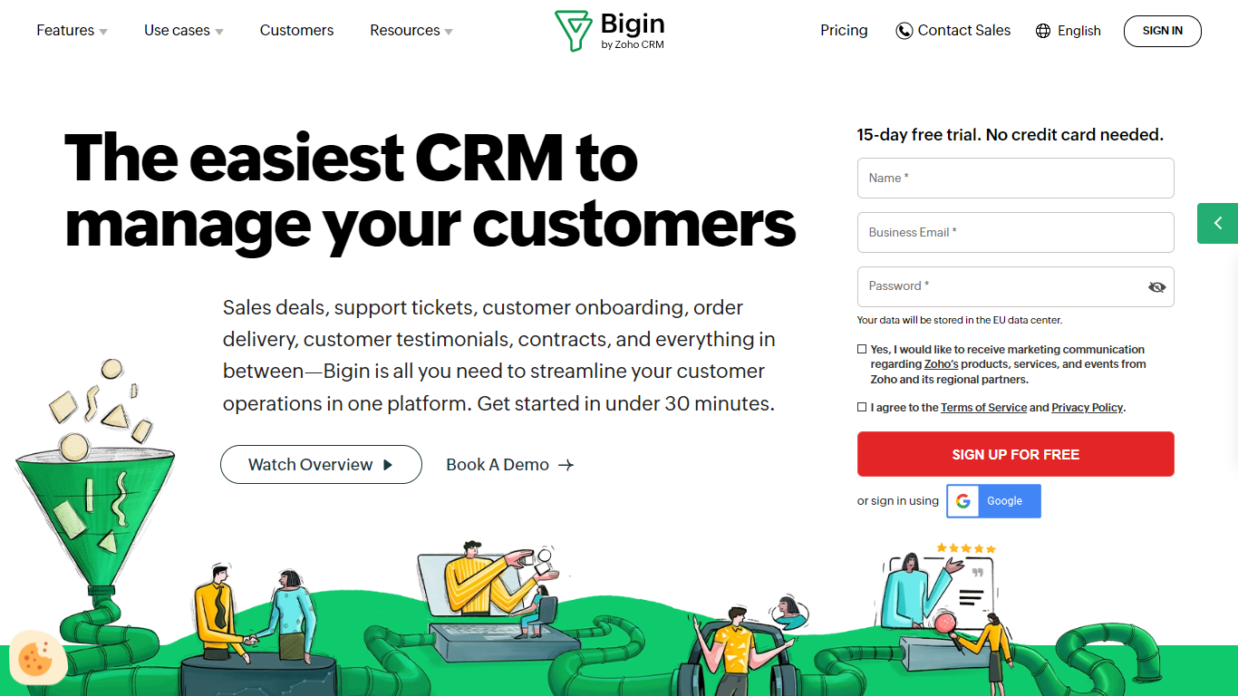 Bigin by Zoho CRM Home Page