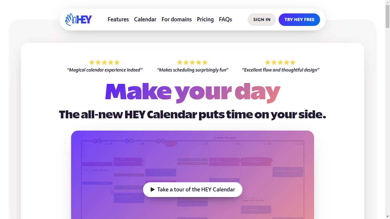 HEY Calendar Home Page
