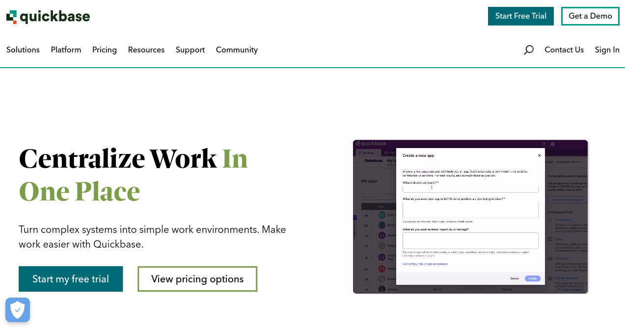 Quickbase Home Page
