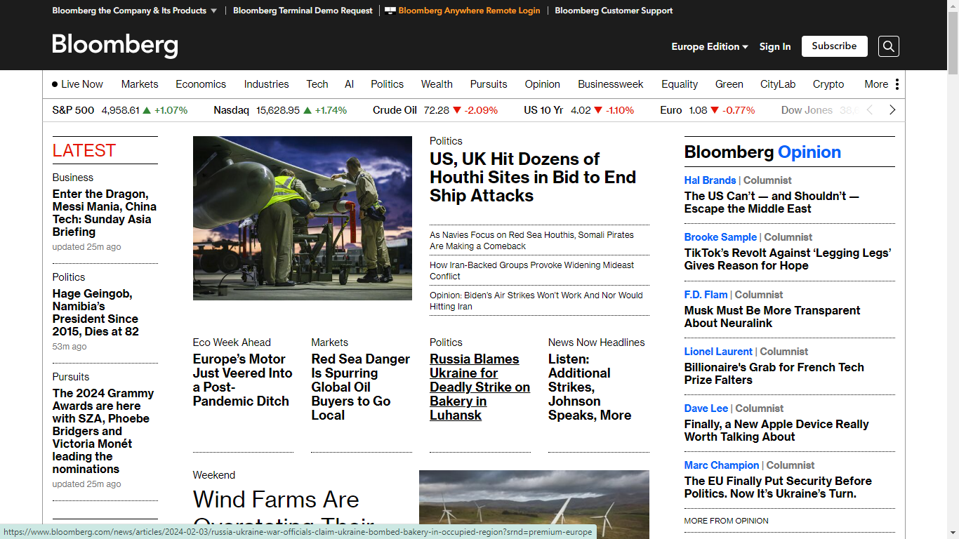 Bloomberg Home Page