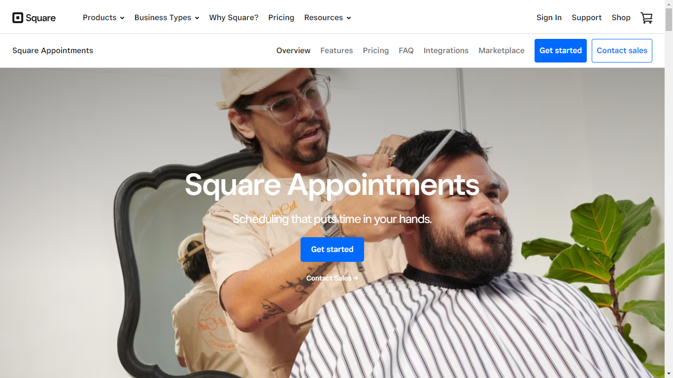 Square Appointments Home Page