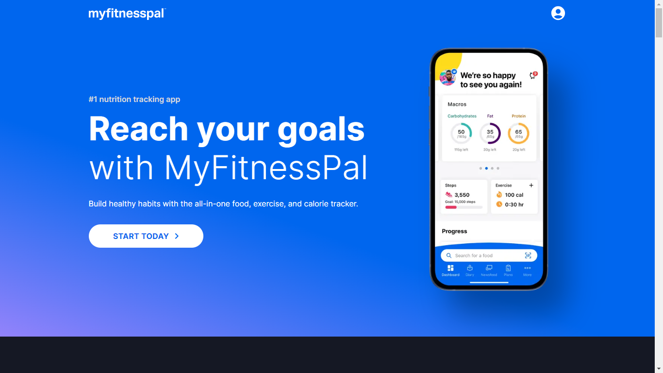 MyFitnessPal Home Page