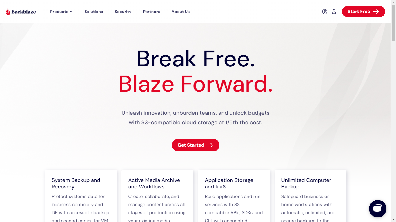 Backblaze Home Page