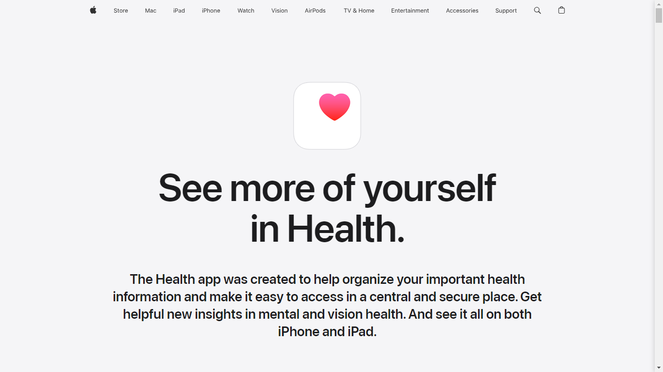 Apple Health Home Page