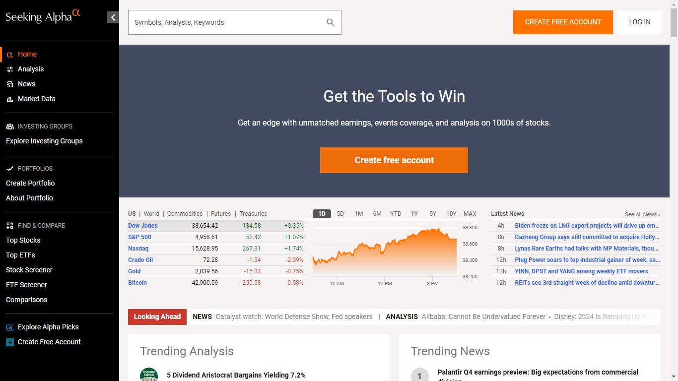Seeking Alpha Home Page