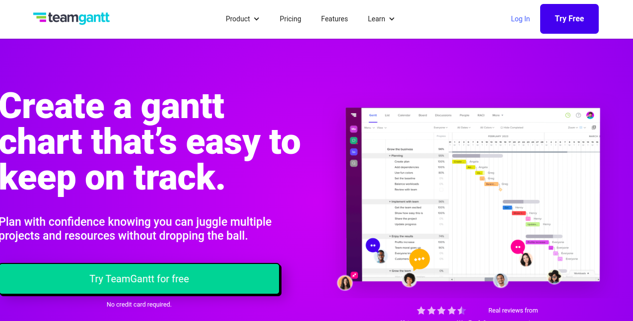 TeamGantt Home Page