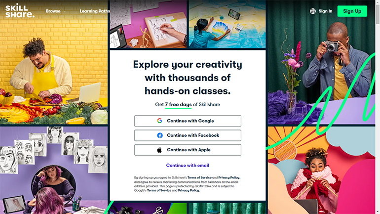 Skillshare Home Page