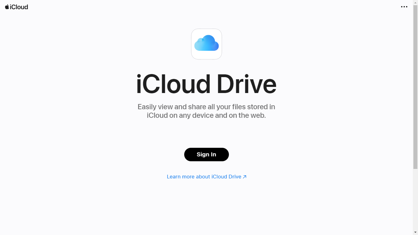 iCloud Drive Home Page