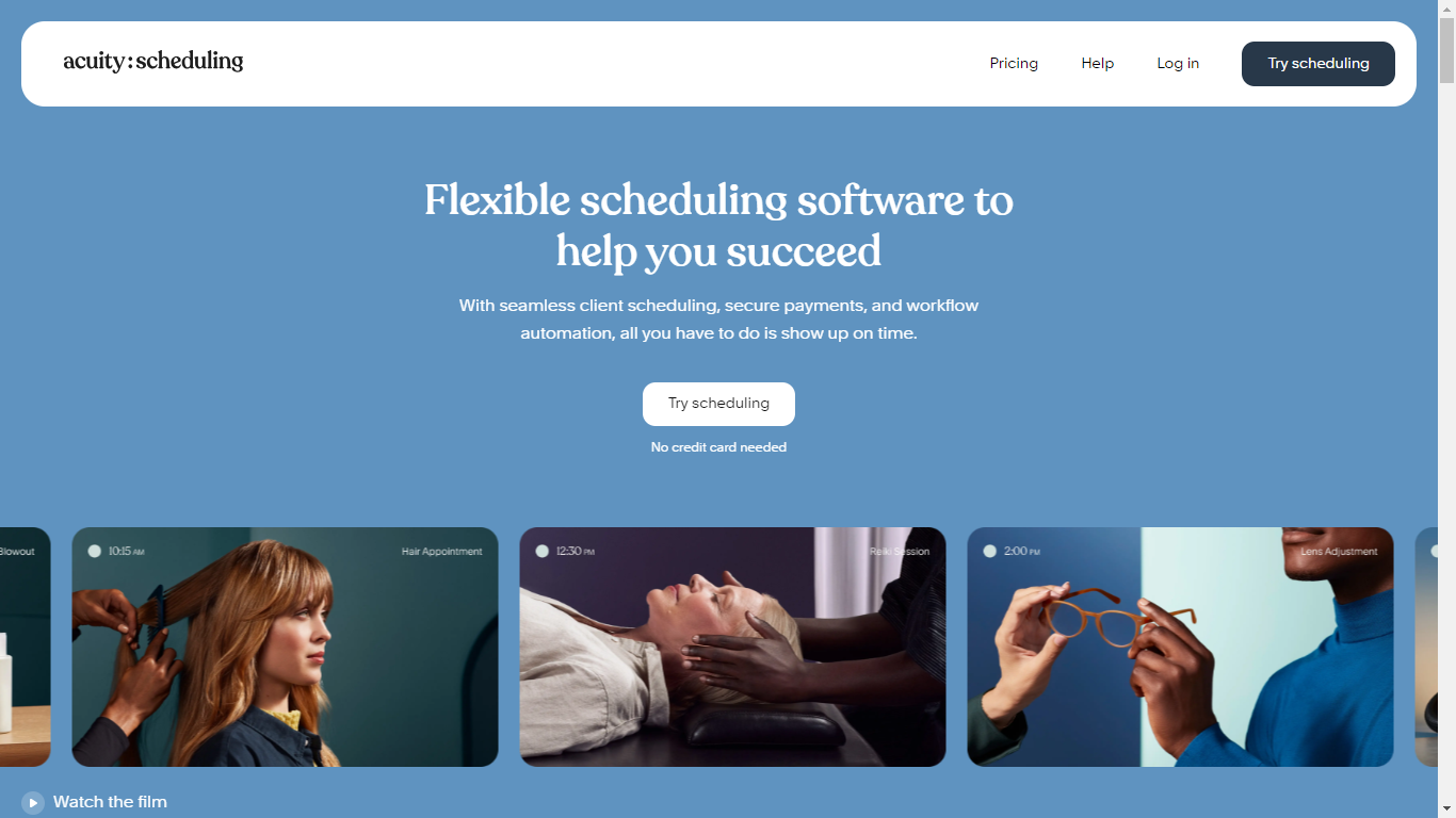 Acuity Scheduling Home Page