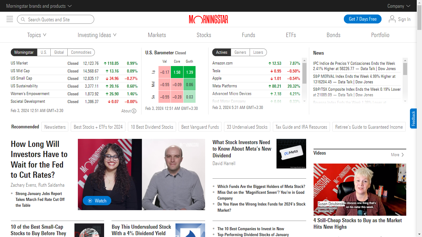 Morningstar Home Page