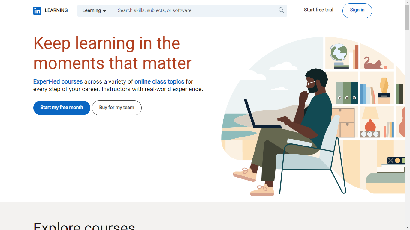 LinkedIn Learning Home Page