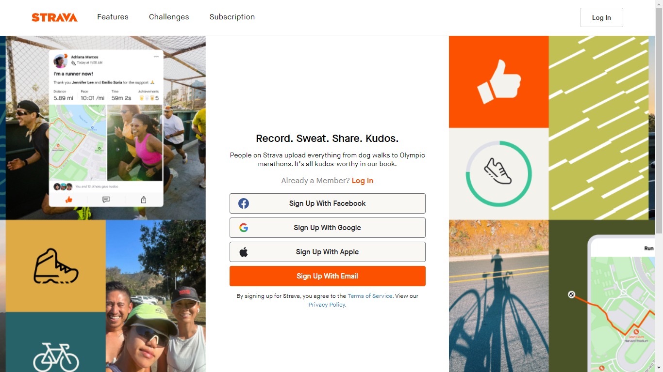 Strava Home Page