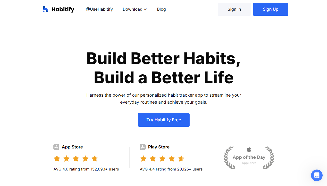 Habitify Home Page