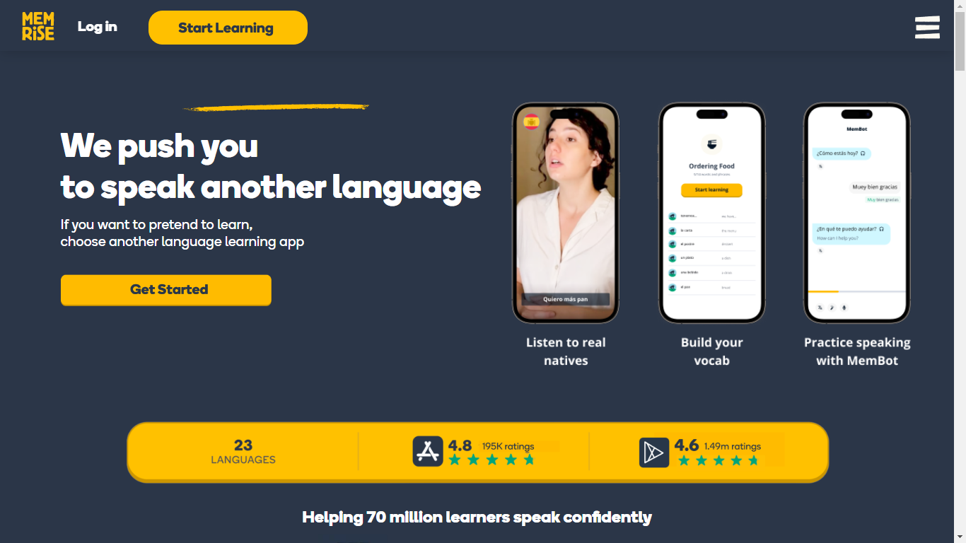 Memrise Home Page