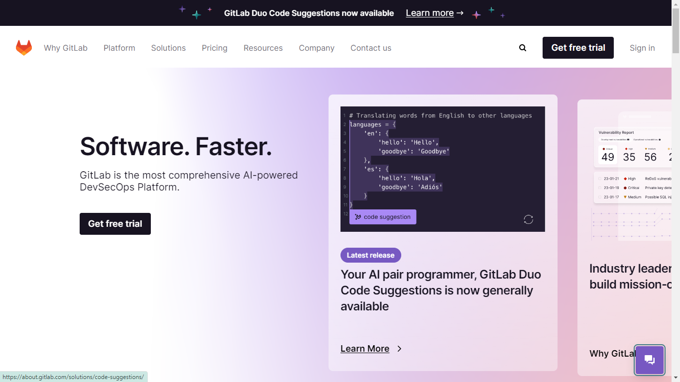 GitLab Home Page