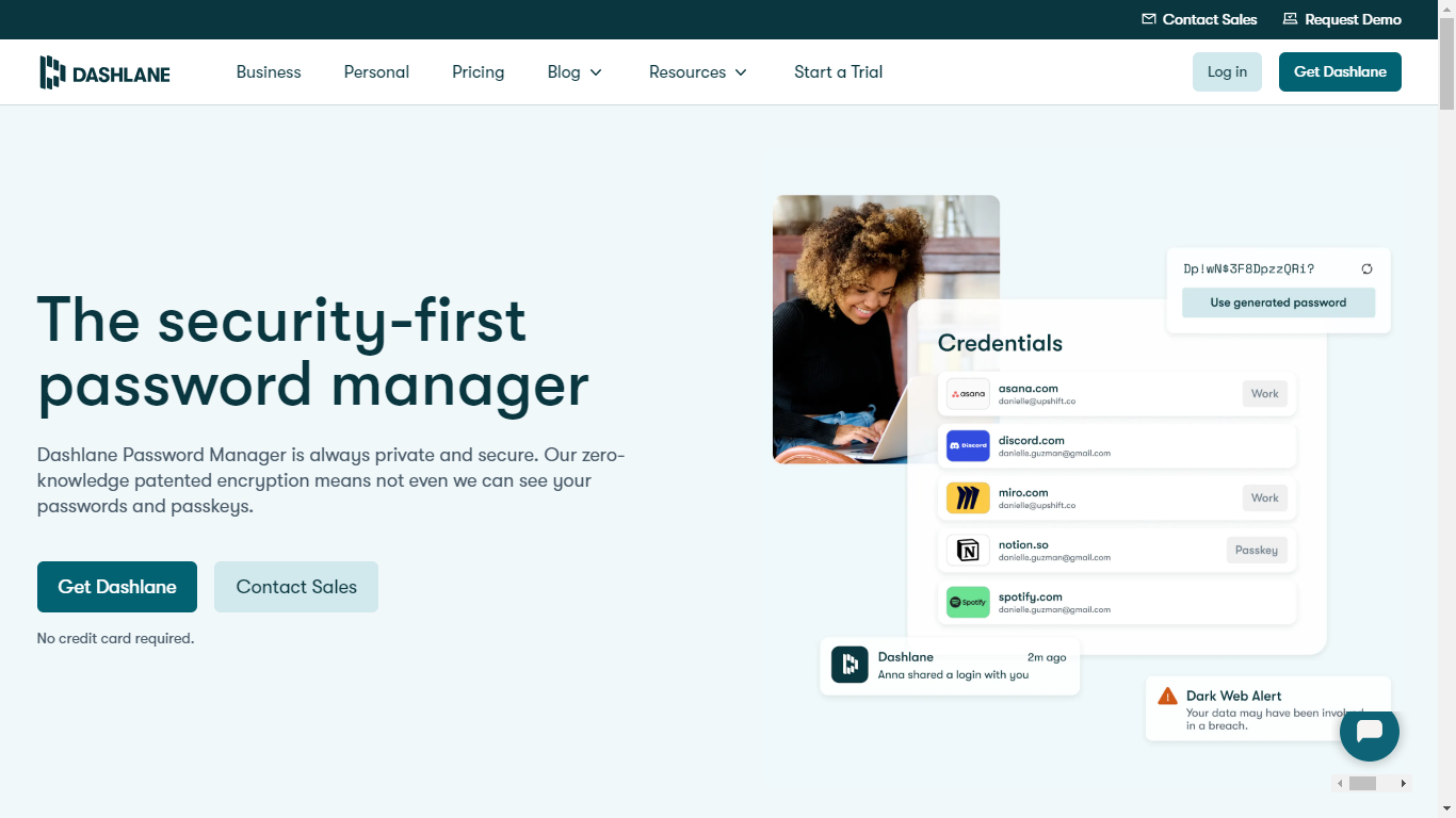 Dashlane Home Page