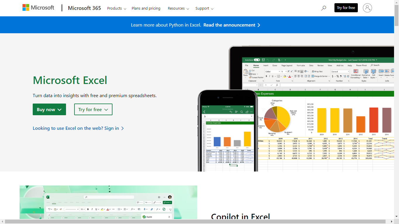 Microsoft Excel Home Page