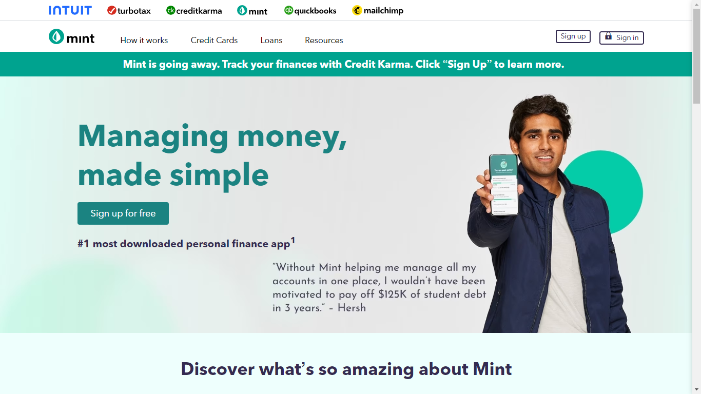 Mint Home Page