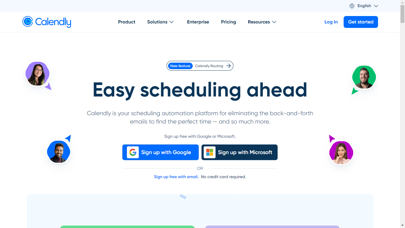 Calendly Home Page