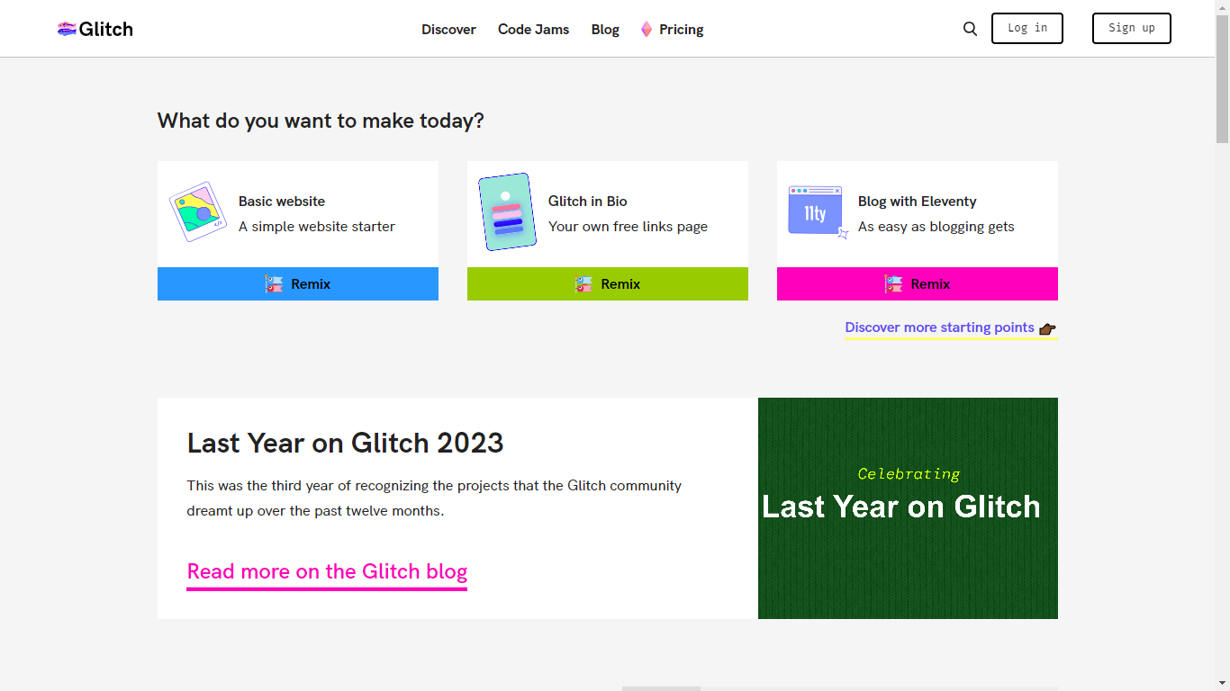 Glitch Home Page