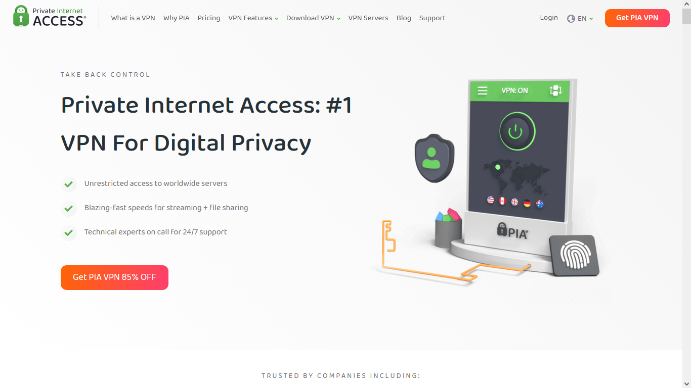 Private Internet Access Home Page