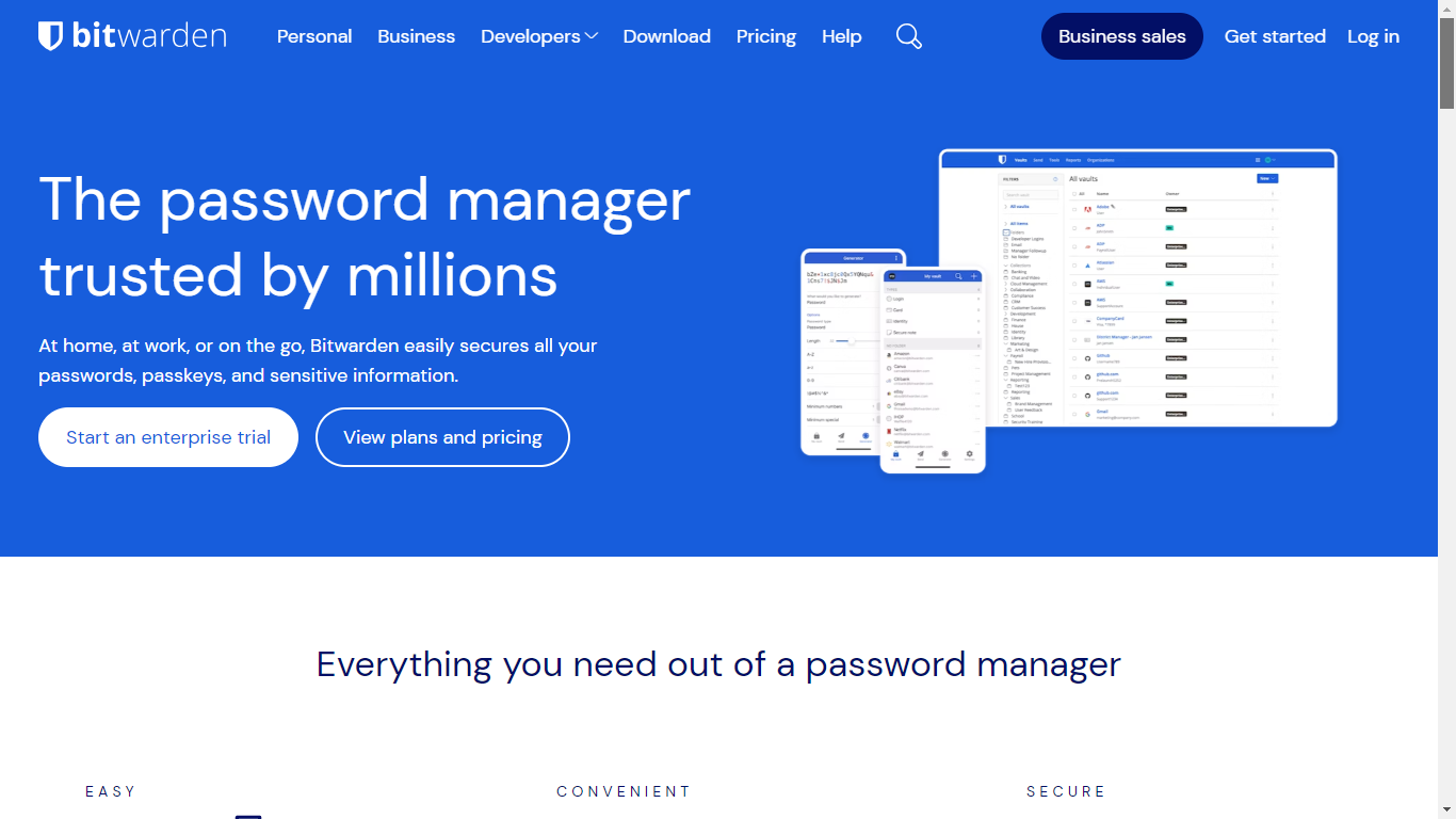 Bitwarden Home Page